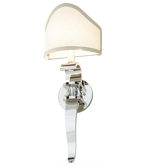 Meyda Lighting Helena 9" Polished Nickel Wall Sconce With Beige Textrene Shade