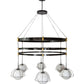 Meyda Lighting Heliocentricity 116" 6-Light Mirror Black & Goldtastic Chandelier With White Statuario Idalight Shade Glass
