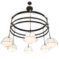 Meyda Lighting Heliocentricity 116" 6-Light Mirror Black & Goldtastic Chandelier With White Statuario Idalight Shade Glass