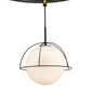 Meyda Lighting Heliocentricity 116" 6-Light Mirror Black & Goldtastic Chandelier With White Statuario Idalight Shade Glass