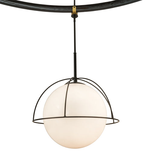 Meyda Lighting Heliocentricity 116" 6-Light Mirror Black & Goldtastic Chandelier With White Statuario Idalight Shade Glass
