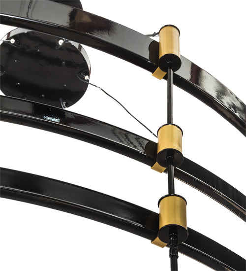 Meyda Lighting Heliocentricity 116" 6-Light Mirror Black & Goldtastic Chandelier With White Statuario Idalight Shade Glass