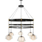 Meyda Lighting Heliocentricity 116" 6-Light Mirror Black & Goldtastic Chandelier With White Statuario Idalight Shade Glass