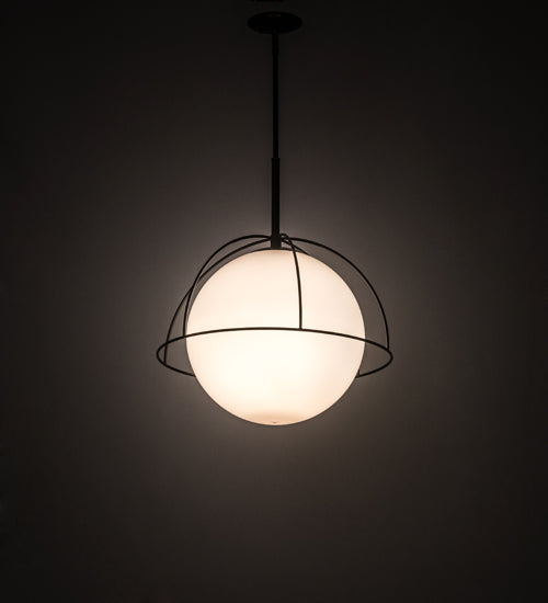 Meyda Lighting Heliocentricity 21" Mirror Black Pendant Light With White Statuario Idalight Shade Glass