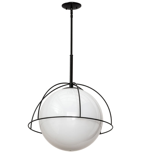 Meyda Lighting Heliocentricity 21" Mirror Black Pendant Light With White Statuario Idalight Shade Glass