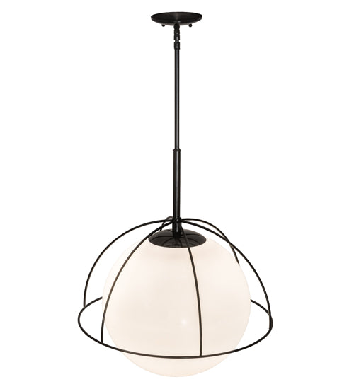 Meyda Lighting Heliocentricity 21" Mirror Black Pendant Light With White Statuario Idalight Shade Glass