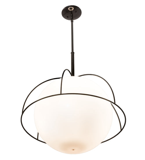 Meyda Lighting Heliocentricity 21" Mirror Black Pendant Light With White Statuario Idalight Shade Glass