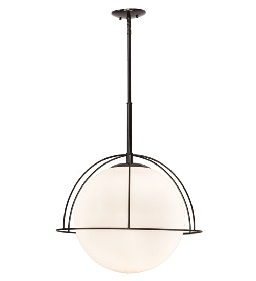 Meyda Lighting Heliocentricity 21" Mirror Black Pendant Light With White Statuario Idalight Shade Glass