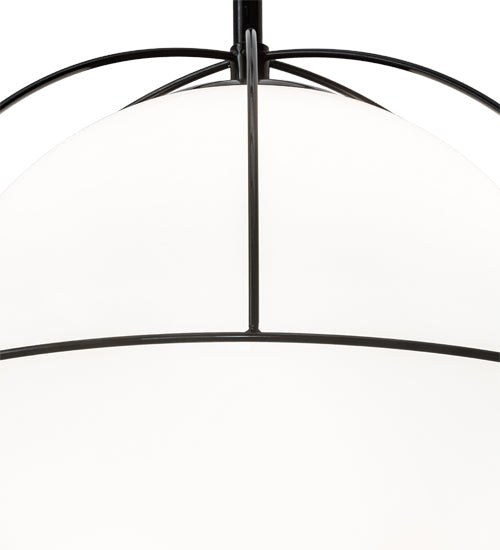 Meyda Lighting Heliocentricity 21" Mirror Black Pendant Light With White Statuario Idalight Shade Glass