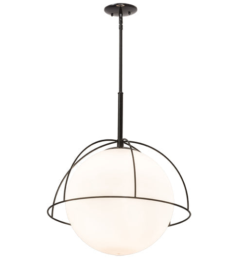 Meyda Lighting Heliocentricity 21" Mirror Black Pendant Light With White Statuario Idalight Shade Glass
