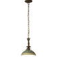 Meyda Lighting Hemisphere 10" Antique Brass Matte Pendant Light With Green & Gold Shade Glass