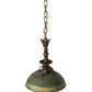 Meyda Lighting Hemisphere 10" Antique Brass Matte Pendant Light With Green & Gold Shade Glass