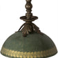 Meyda Lighting Hemisphere 10" Antique Brass Matte Pendant Light With Green & Gold Shade Glass