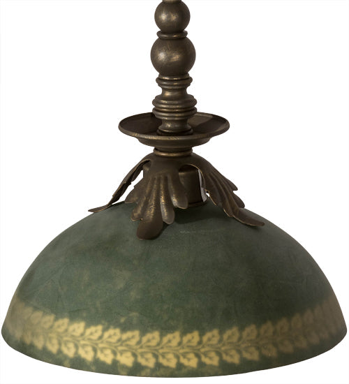 Meyda Lighting Hemisphere 10" Antique Brass Matte Pendant Light With Green & Gold Shade Glass