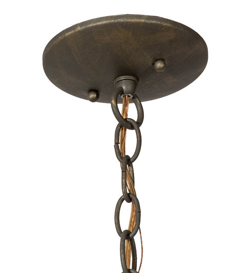 Meyda Lighting Hemisphere 10" Antique Brass Matte Pendant Light With Green & Gold Shade Glass
