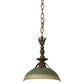 Meyda Lighting Hemisphere 10" Antique Brass Matte Pendant Light With Green & Gold Shade Glass