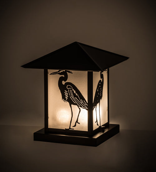 Meyda Lighting Heron 15" Oil Rubbed Bronze Outdoor Pier Mount Light With White Frosted Shade Glass