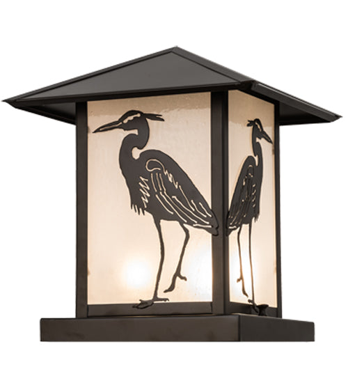 Meyda Lighting Heron 15" Oil Rubbed Bronze Outdoor Pier Mount Light With White Frosted Shade Glass