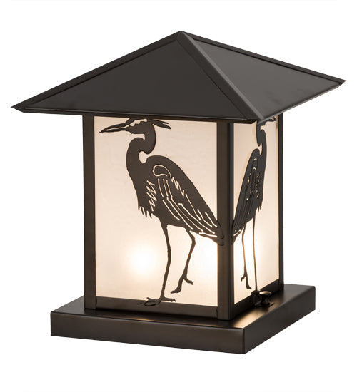 Meyda Lighting Heron 15" Oil Rubbed Bronze Outdoor Pier Mount Light With White Frosted Shade Glass