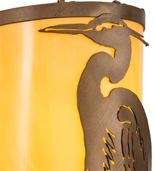 Meyda Lighting Heron 8" Antique Copper Left Wall Sconce With Amber Tawnyrock Idalight Shade Glass