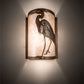 Meyda Lighting Heron 8" Antique Copper Left Wall Sconce With Silver Mica Shade Glass