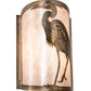 Meyda Lighting Heron 8" Antique Copper Left Wall Sconce With Silver Mica Shade Glass