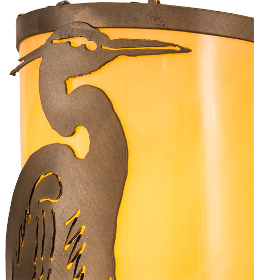 Meyda Lighting Heron 8" Antique Copper Right Wall Sconce With Amber Tawnyrock Idalight Shade Glass