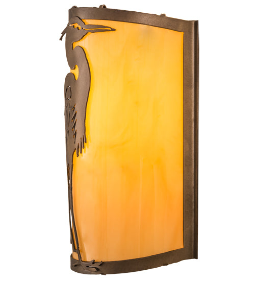 Meyda Lighting Heron 8" Antique Copper Right Wall Sconce With Amber Tawnyrock Idalight Shade Glass