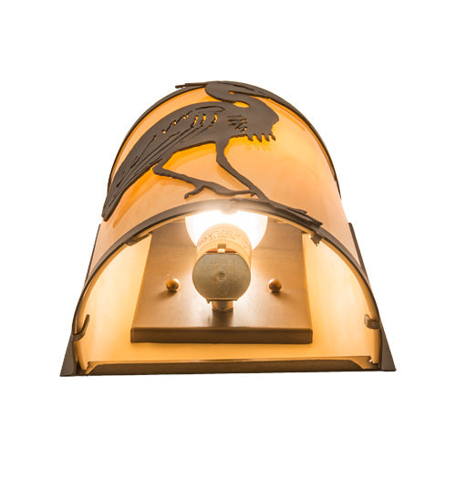 Meyda Lighting Heron 8" Antique Copper Right Wall Sconce With Amber Tawnyrock Idalight Shade Glass