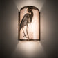 Meyda Lighting Heron 8" Antique Copper Right Wall Sconce With Silver Mica Shade Glass