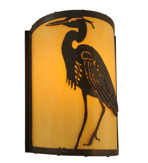 Meyda Lighting Heron 8" Timeless Bronze Left Wall Sconce With Tawnyrock Idalight Shade Glass