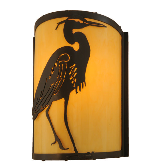 Meyda Lighting Heron 8" Timeless Bronze Right Wall Sconce With Tawnyrock Idalight Shade Glass