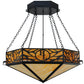 Meyda Lighting Hexagon 48" 6-Light Black Inverted Pendant Light With Beige Shade Glass and HL Logo