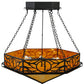 Meyda Lighting Hexagon 48" 6-Light Black Inverted Pendant Light With Beige Shade Glass and HL Logo