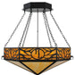 Meyda Lighting Hexagon 48" 6-Light Black Inverted Pendant Light With Beige Shade Glass and HL Logo