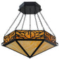 Meyda Lighting Hexagon 48" 6-Light Black Inverted Pendant Light With Beige Shade Glass and HL Logo