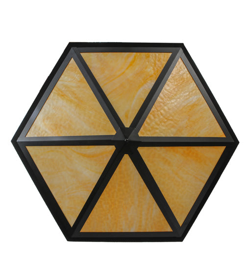 Meyda Lighting Hexagon 48" 6-Light Black Inverted Pendant Light With Beige Shade Glass and HL Logo