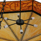 Meyda Lighting Hexagon 48" 6-Light Black Inverted Pendant Light With Beige Shade Glass and HL Logo