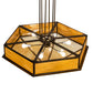 Meyda Lighting Hexagon 51" 6-Light Antique Copper Inverted Pendant Light With Multi-Colored Shade Glass