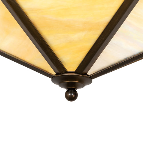 Meyda Lighting Hexagon 51" 6-Light Antique Copper Inverted Pendant Light With Multi-Colored Shade Glass