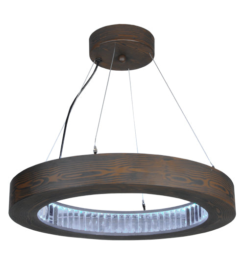 Meyda Lighting Hickory Treasures 25" LED Armoire Hickory Pendant Light With Clear Baguette Shade