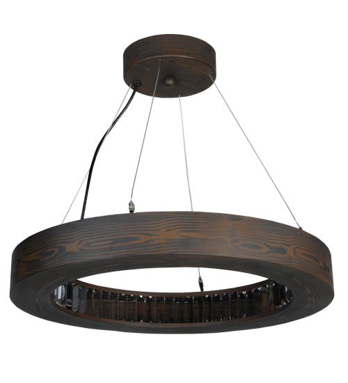 Meyda Lighting Hickory Treasures 25" LED Armoire Hickory Pendant Light With Clear Baguette Shade