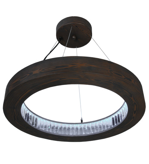 Meyda Lighting Hickory Treasures 25" LED Armoire Hickory Pendant Light With Clear Baguette Shade