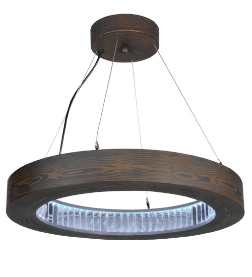 Meyda Lighting Hickory Treasures 25" LED Armoire Hickory Pendant Light With Clear Baguette Shade