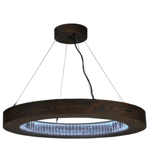 Meyda Lighting Hickory Treasures 32" LED Armoire Hickory Pendant Light With Clear Baguette Shade