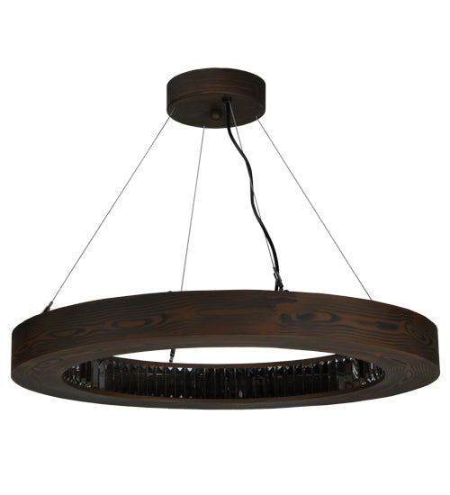 Meyda Lighting Hickory Treasures 32" LED Armoire Hickory Pendant Light With Clear Baguette Shade