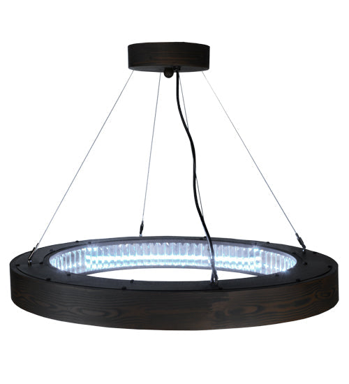 Meyda Lighting Hickory Treasures 32" LED Armoire Hickory Pendant Light With Clear Baguette Shade