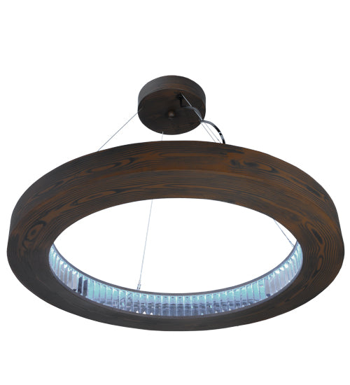 Meyda Lighting Hickory Treasures 32" LED Armoire Hickory Pendant Light With Clear Baguette Shade