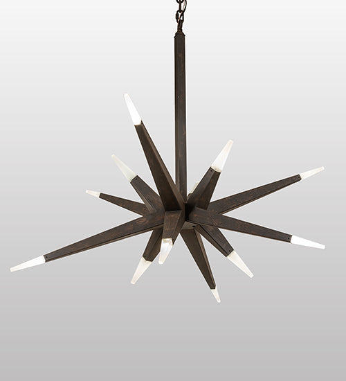 Meyda Lighting Hickory Treasures 38" 12-Light LED Toasted Chestnut Pendant Light With Crystal Idalight Shade