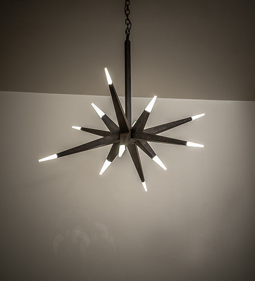 Meyda Lighting Hickory Treasures 38" 12-Light LED Toasted Chestnut Pendant Light With Crystal Idalight Shade